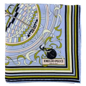 Emilio Pucci Wool Silk Scarf Lilac Olive Design - Square Foulard Emilio Pucci Wool Silk Scarf Lilac Olive Design - Square Foulard