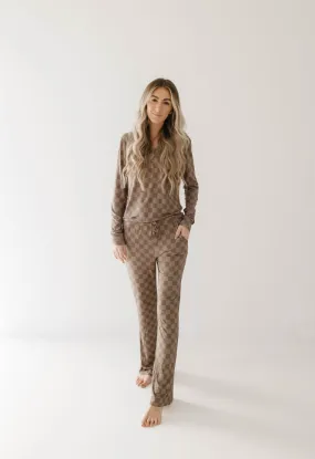 Faded Brown Checkerboard | Women's Bamboo Pajamas | Medium Faded Brown Checkerboard | Women's Bamboo Pajamas | Medium