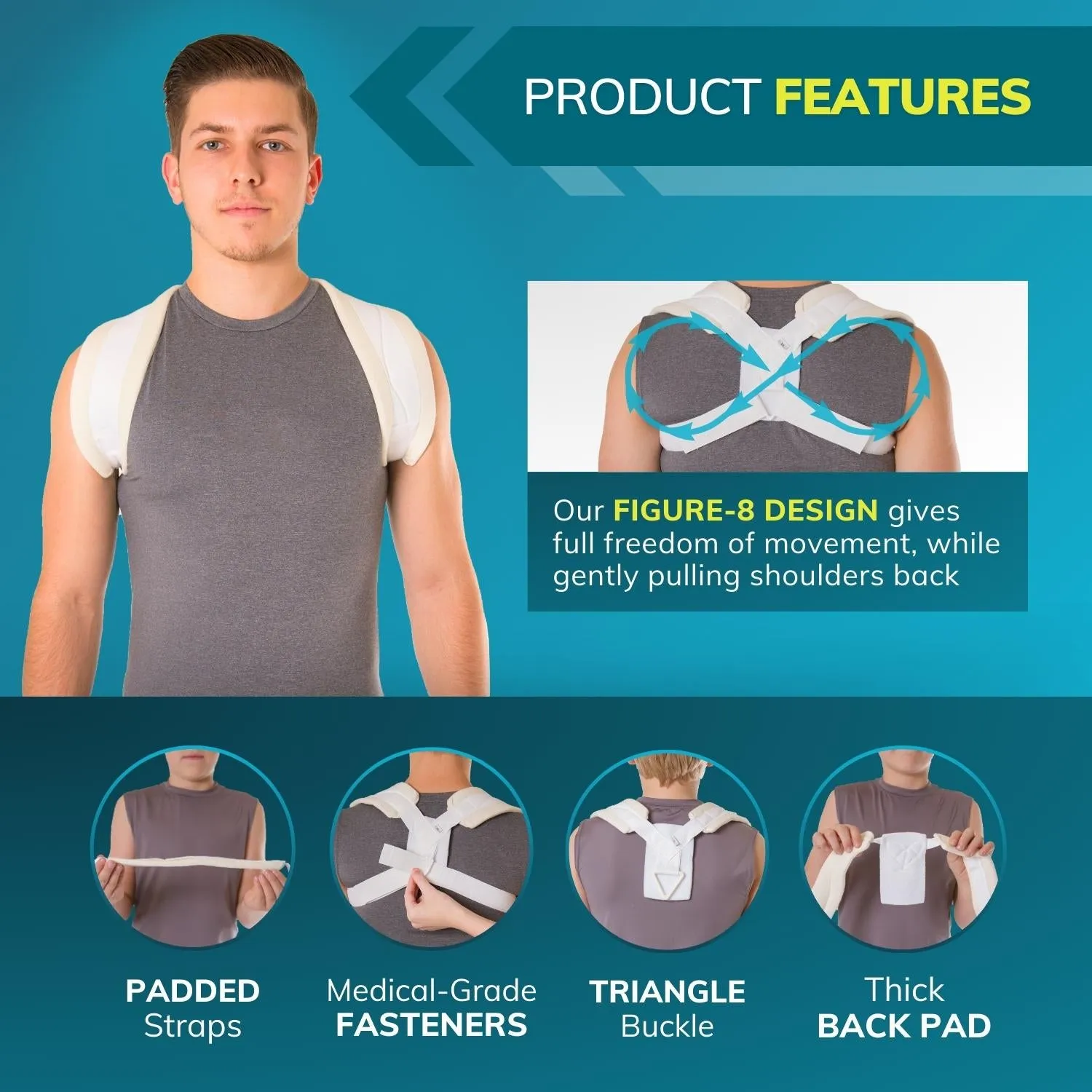 Figure 8 Clavicle Support & Posture Improvement Strap for Men & Women