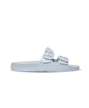 FitFlop iQushion Pearlized Two Bar Buckle Slides Blue FitFlop iQushion Pearlized Two Bar Buckle Slides Blue