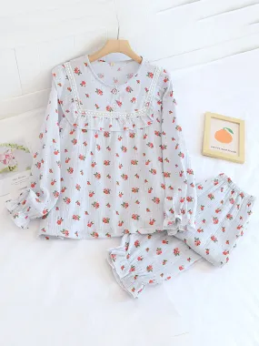 Floral Lace Stitching Pajama Set Floral Lace Stitching Pajama Set