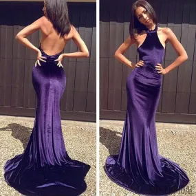 Gorgeous High Neck Sexy Backless Long Mermaid Purple Prom Dresses, PD0260 Gorgeous High Neck Sexy Backless Long Mermaid Purple Prom Dresses, PD0260