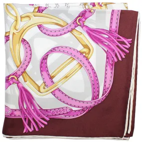 Gucci Scarf Maroon Pink Gold Equestrian Design - 36 Inch Square Twill Silk Scarf Gucci Scarf Maroon Pink Gold Equestrian Design - 36 Inch Square Twill Silk Scarf
