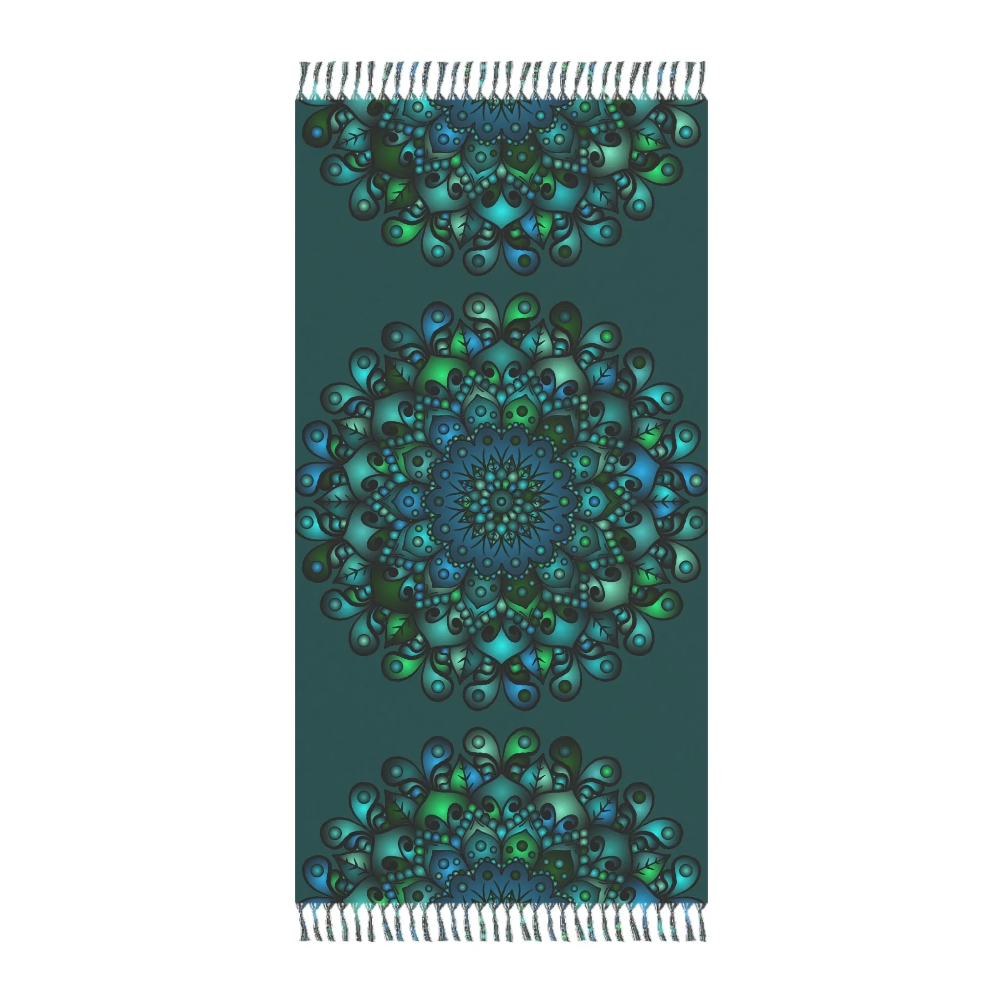 Handmade Mandala Art Beach Cloth - Petroleum Green