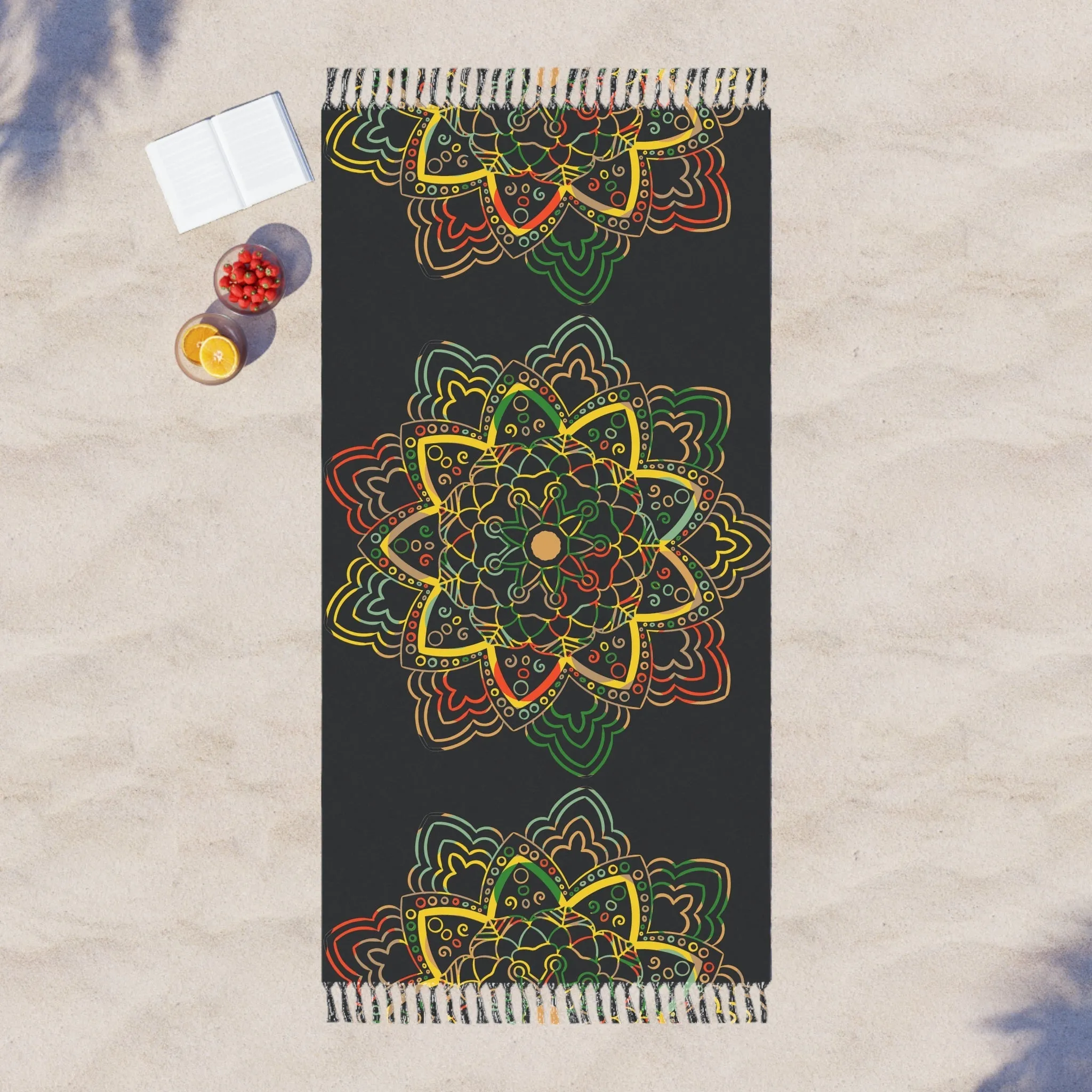 Handmade Mandala Beach Cloth - Dark Charcoal Blue- Original Fine Art