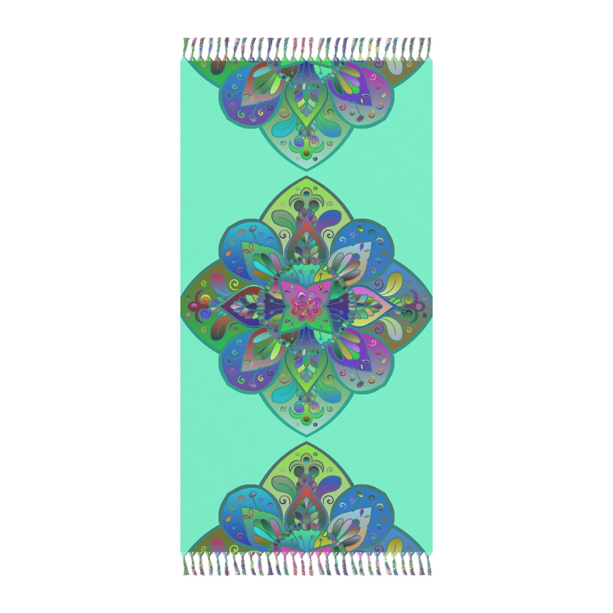 Handmade Mandala Boho Beach Cloth - Aquamarine Design