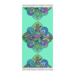 Handmade Mandala Boho Beach Cloth - Aquamarine Design Handmade Mandala Boho Beach Cloth - Aquamarine Design