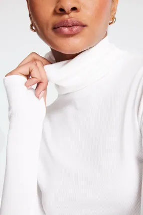 Jackson Rib Cropped Turtleneck - White Jackson Rib Cropped Turtleneck - White