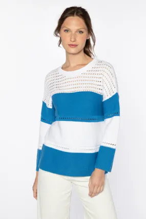 Kinross Cashmere Textured Wide Stripe Pullover Kinross Cashmere Textured Wide Stripe Pullover