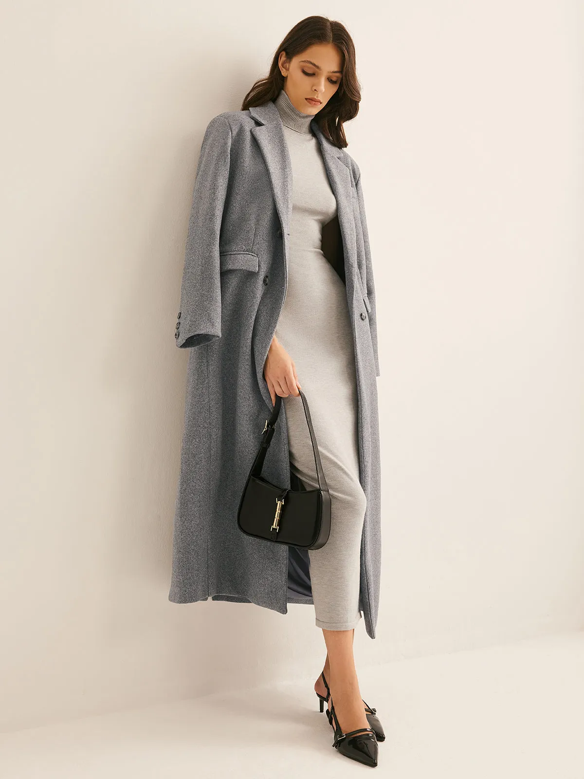 Lapel Pockets Long Coat