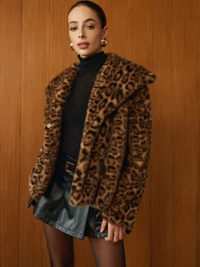Leopard Printed Faux Fur Warm Coat Leopard Printed Faux Fur Warm Coat