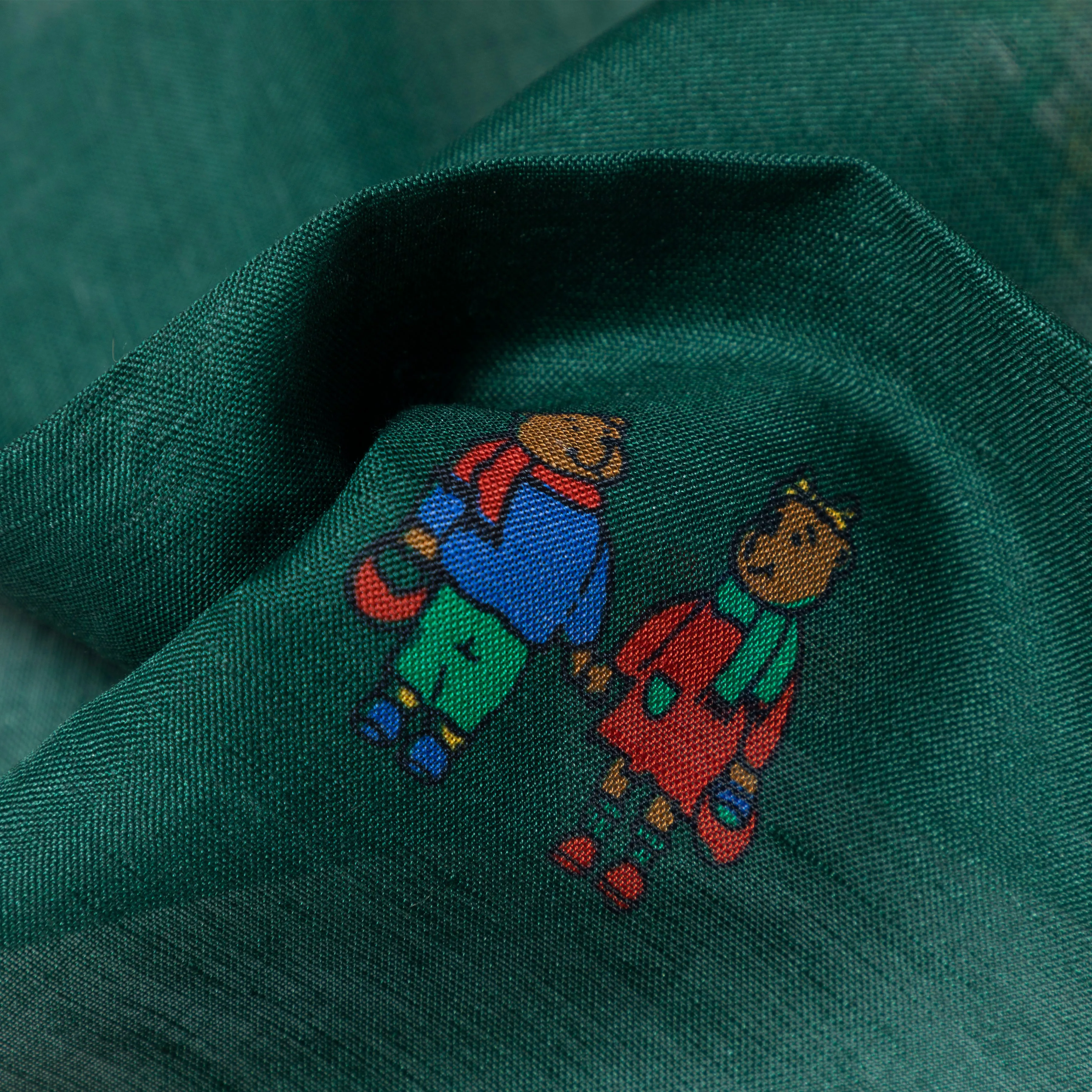Linen/Cotton Teddy Bear Print Pocket Square