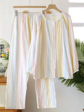 Long Sleeve Colorful Striped Pajama Set Long Sleeve Colorful Striped Pajama Set