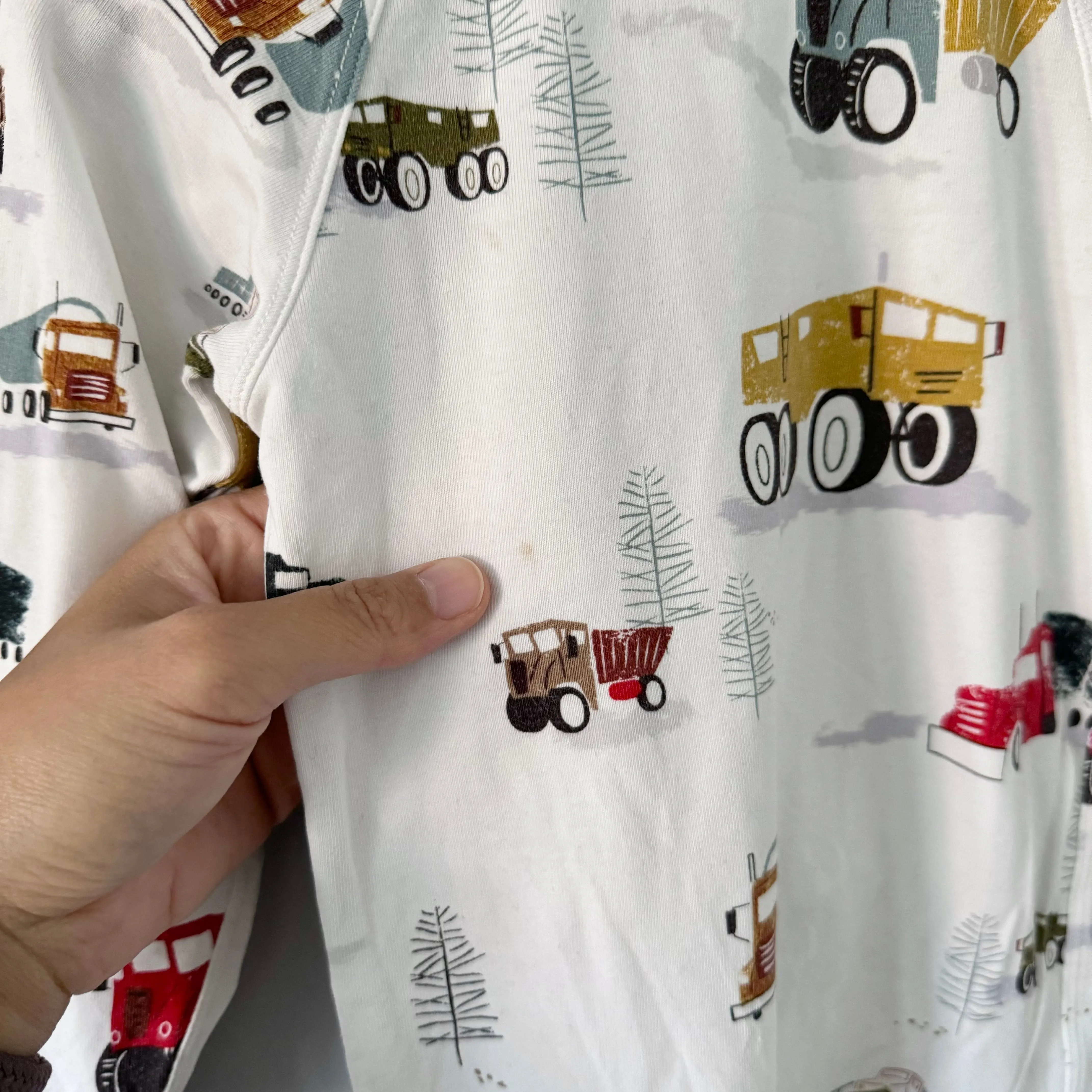 Loulou Lollipop / White x tractor pajama set / 2T
