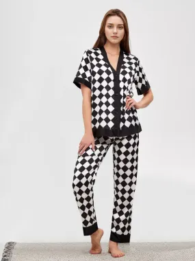 Luxurious Short Sleeve Plaid Pajama Set Luxurious Short Sleeve Plaid Pajama Set