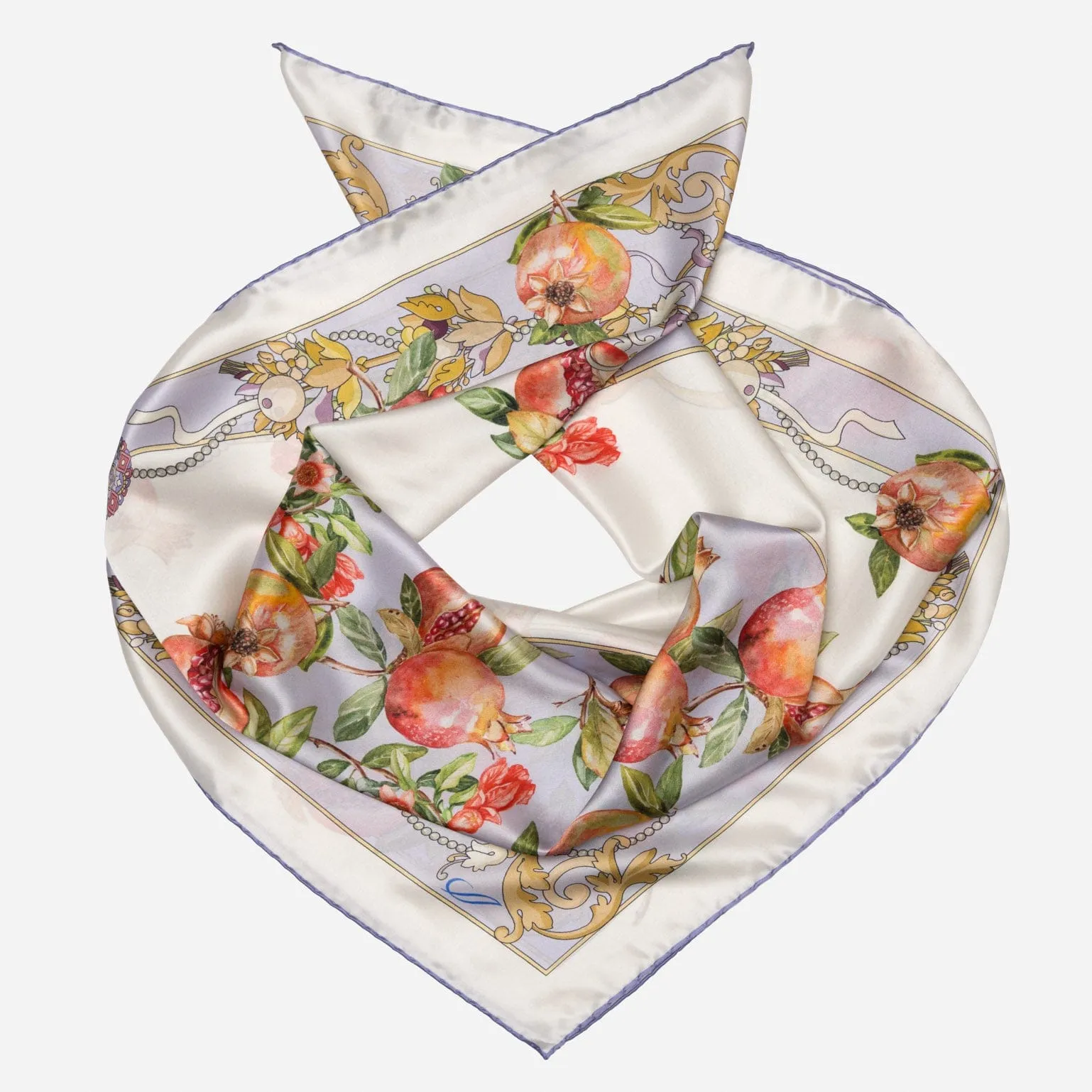 Melograno - Hand Rolled Silk Foulard - Lavender