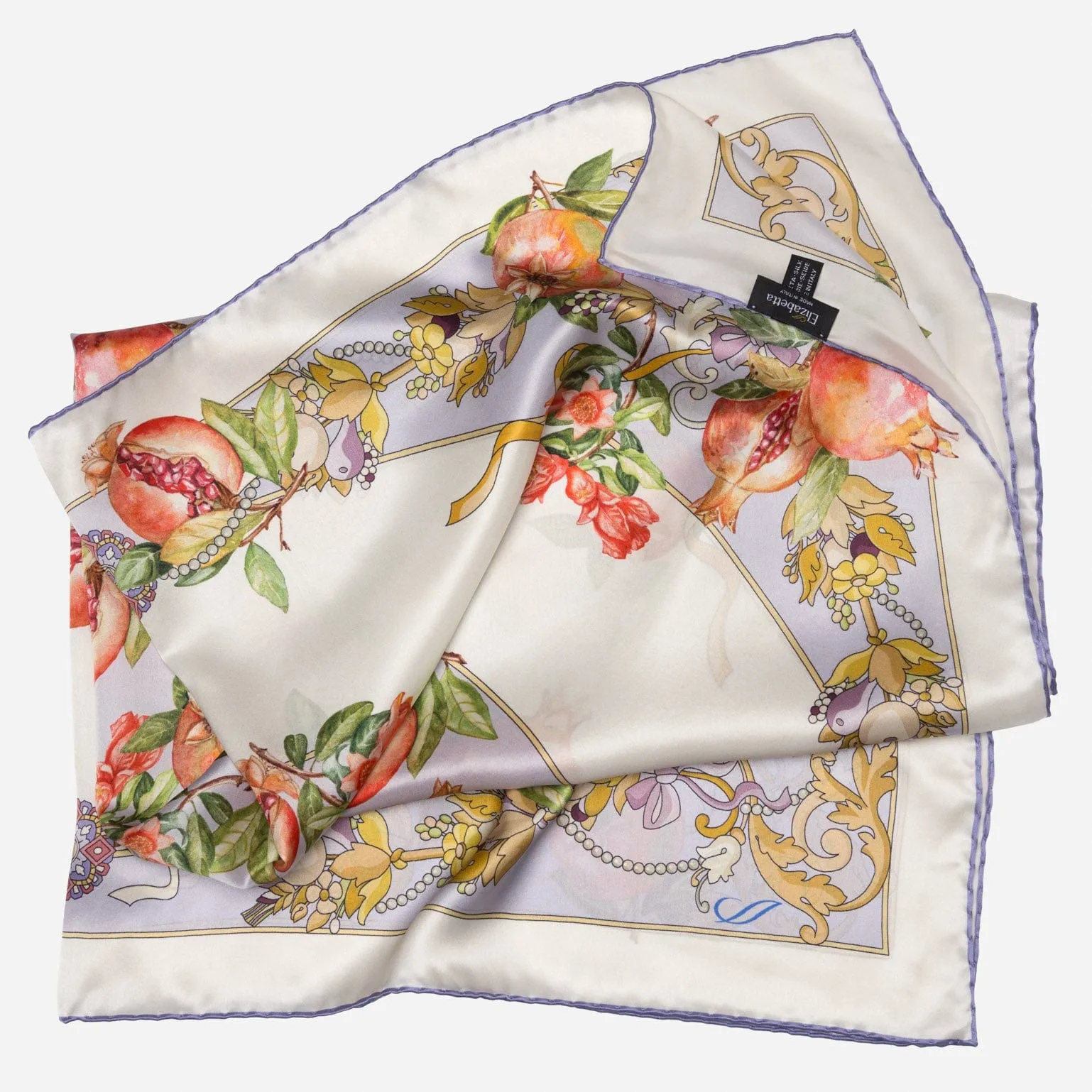Melograno - Hand Rolled Silk Foulard - Lavender