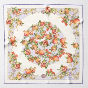 Melograno - Hand Rolled Silk Foulard - Lavender Melograno - Hand Rolled Silk Foulard - Lavender