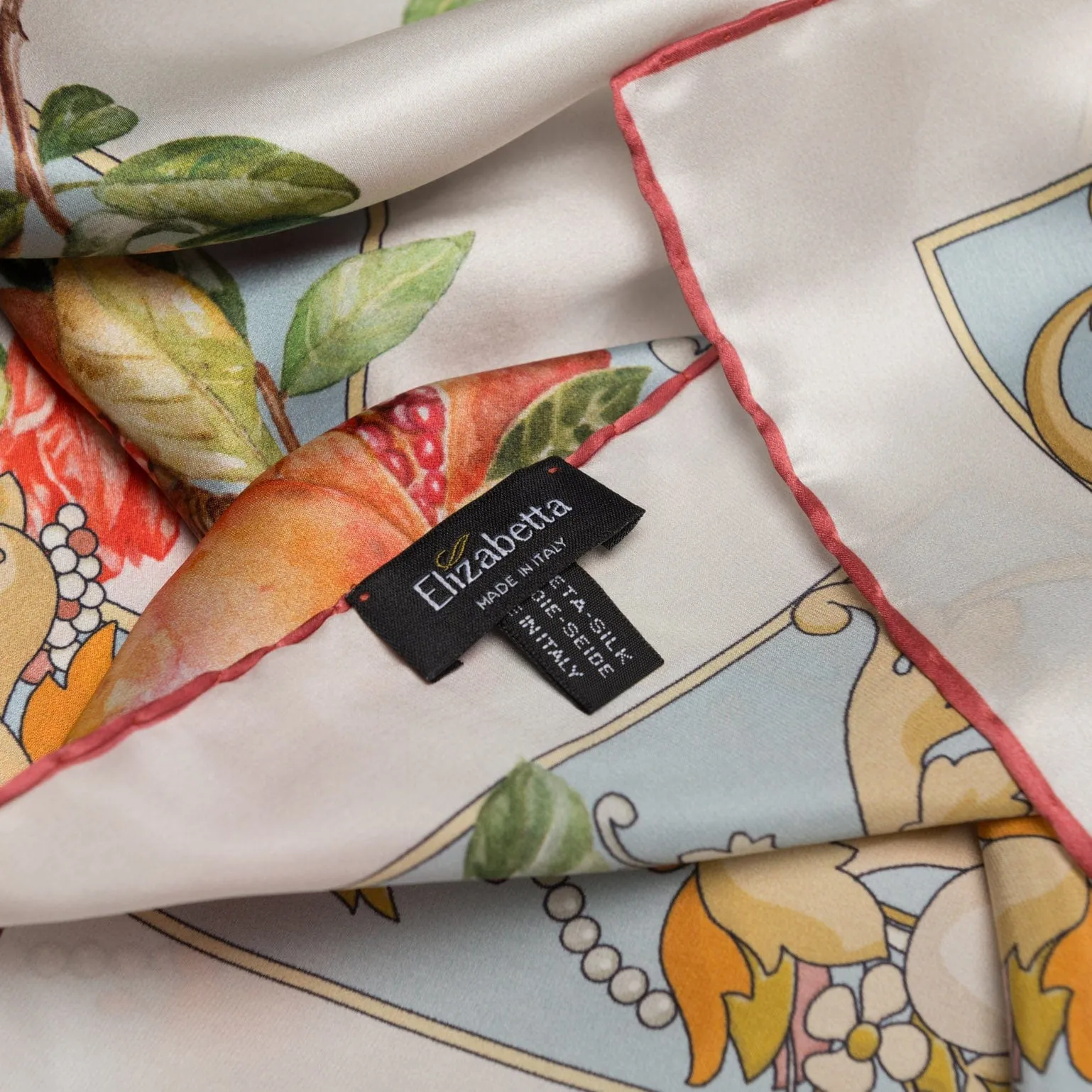 Melograno - Hand Rolled Silk Foulard - Powder Blue