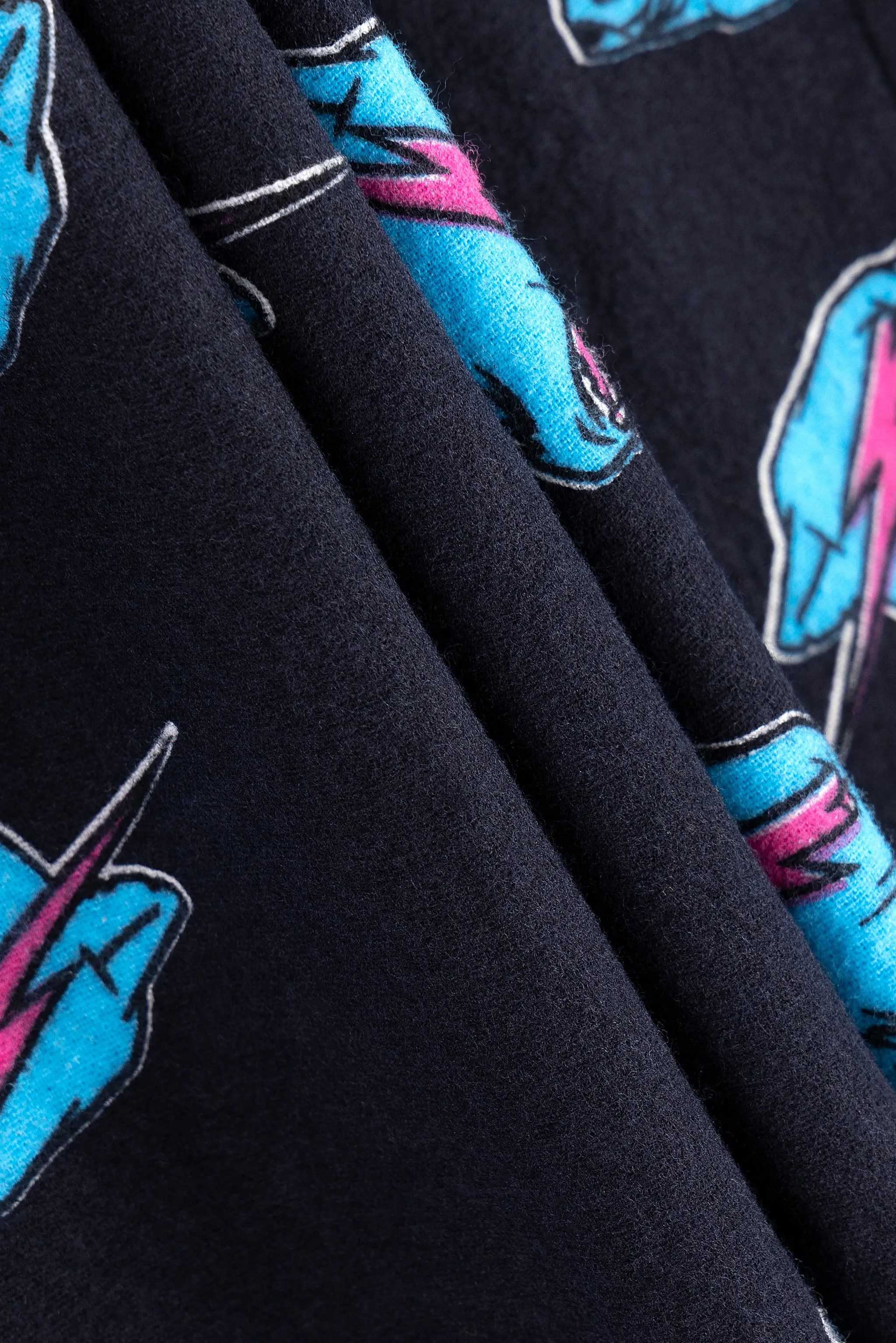 PANTHER FLANNEL PAJAMA PANTS - BLACK