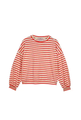 SAMPLE - Snappy Pullover - Tangerine Stripe Knit SAMPLE - Snappy Pullover - Tangerine Stripe Knit