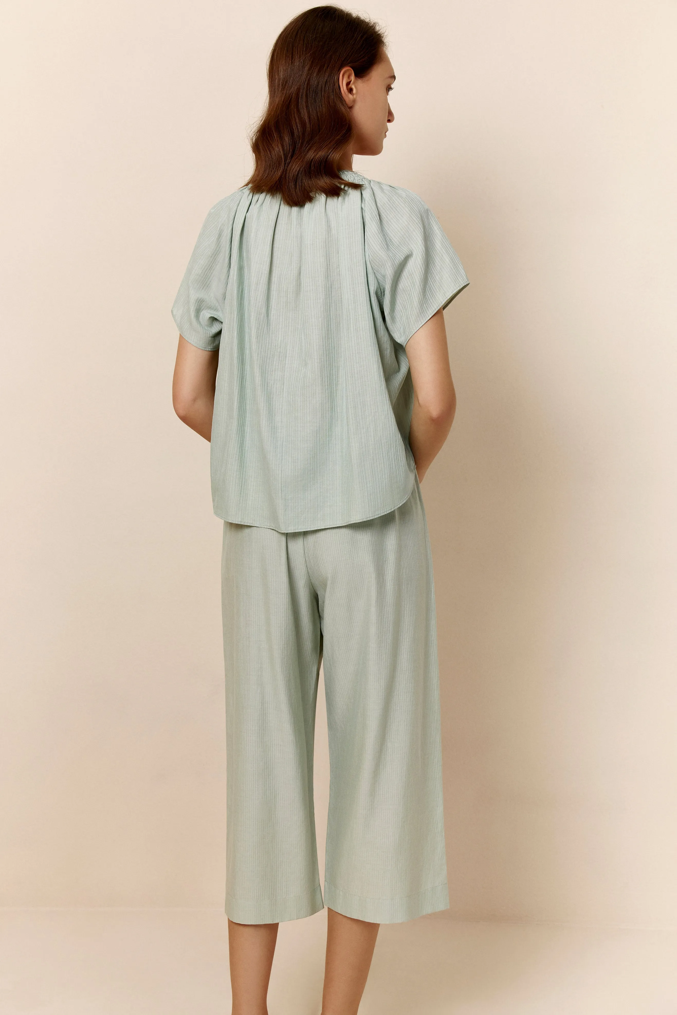 Silk Cotton U Neck Pajama Top