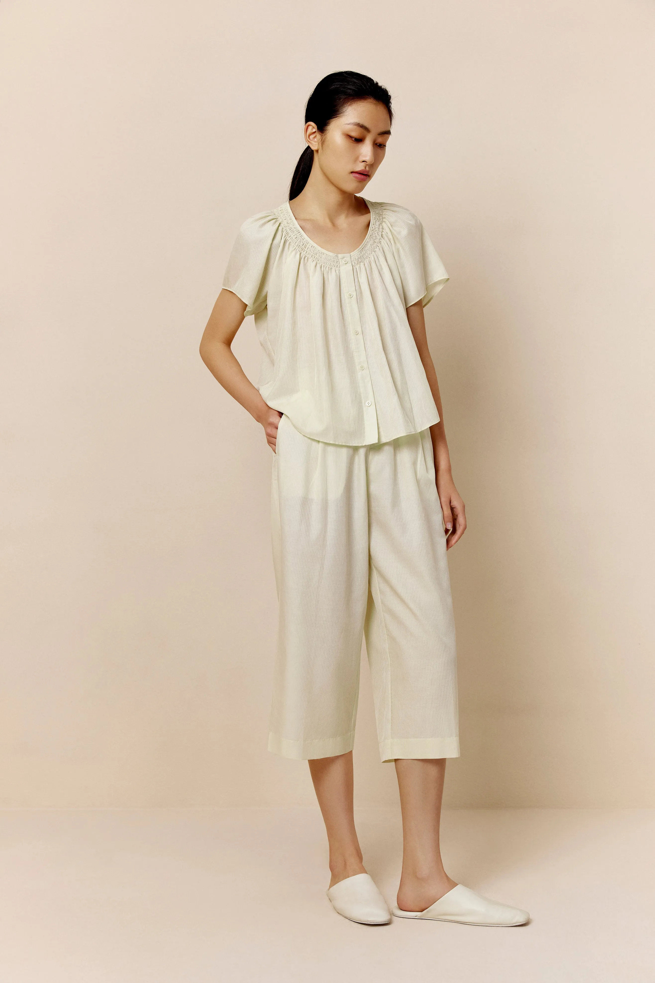 Silk Cotton U Neck Pajama Top