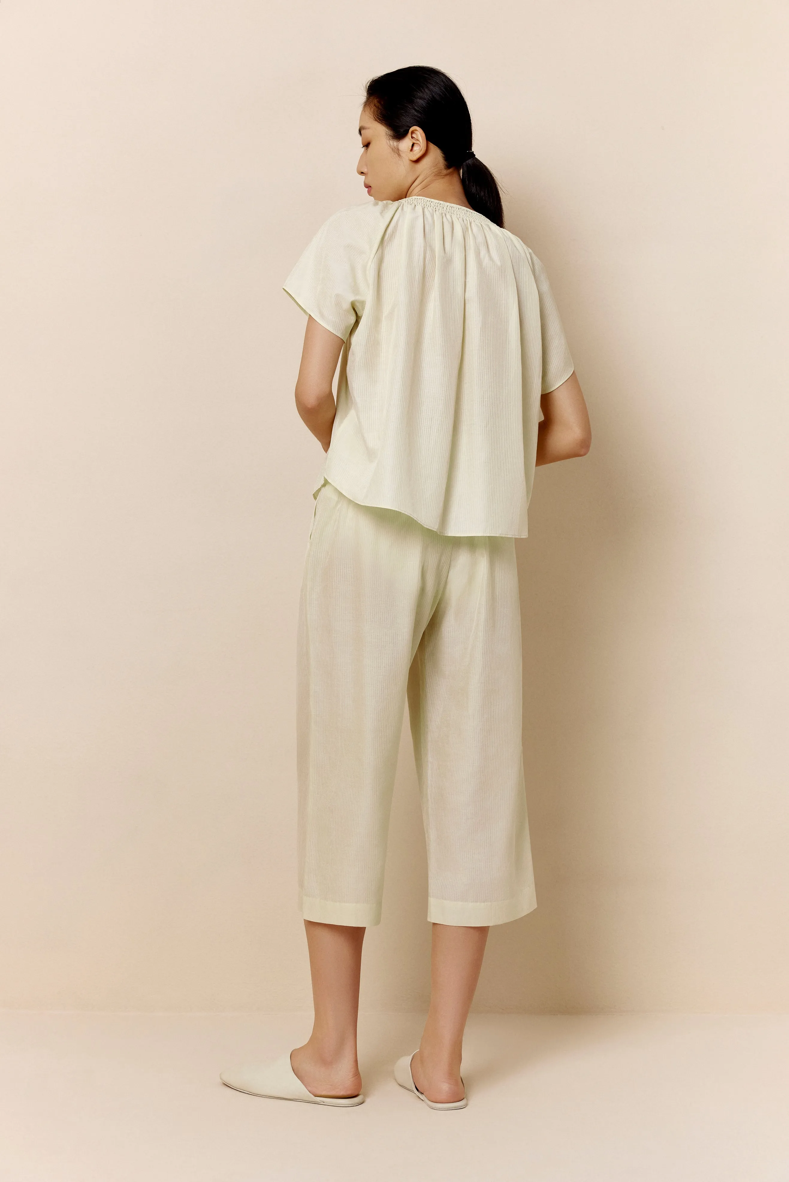 Silk Cotton U Neck Pajama Top