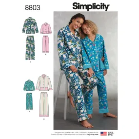 Simplicity Sewing Pattern 8803 Girls and Misses Set of Lounge Trousers and Shirt Simplicity Sewing Pattern 8803 Girls and Misses Set of Lounge Trousers and Shirt