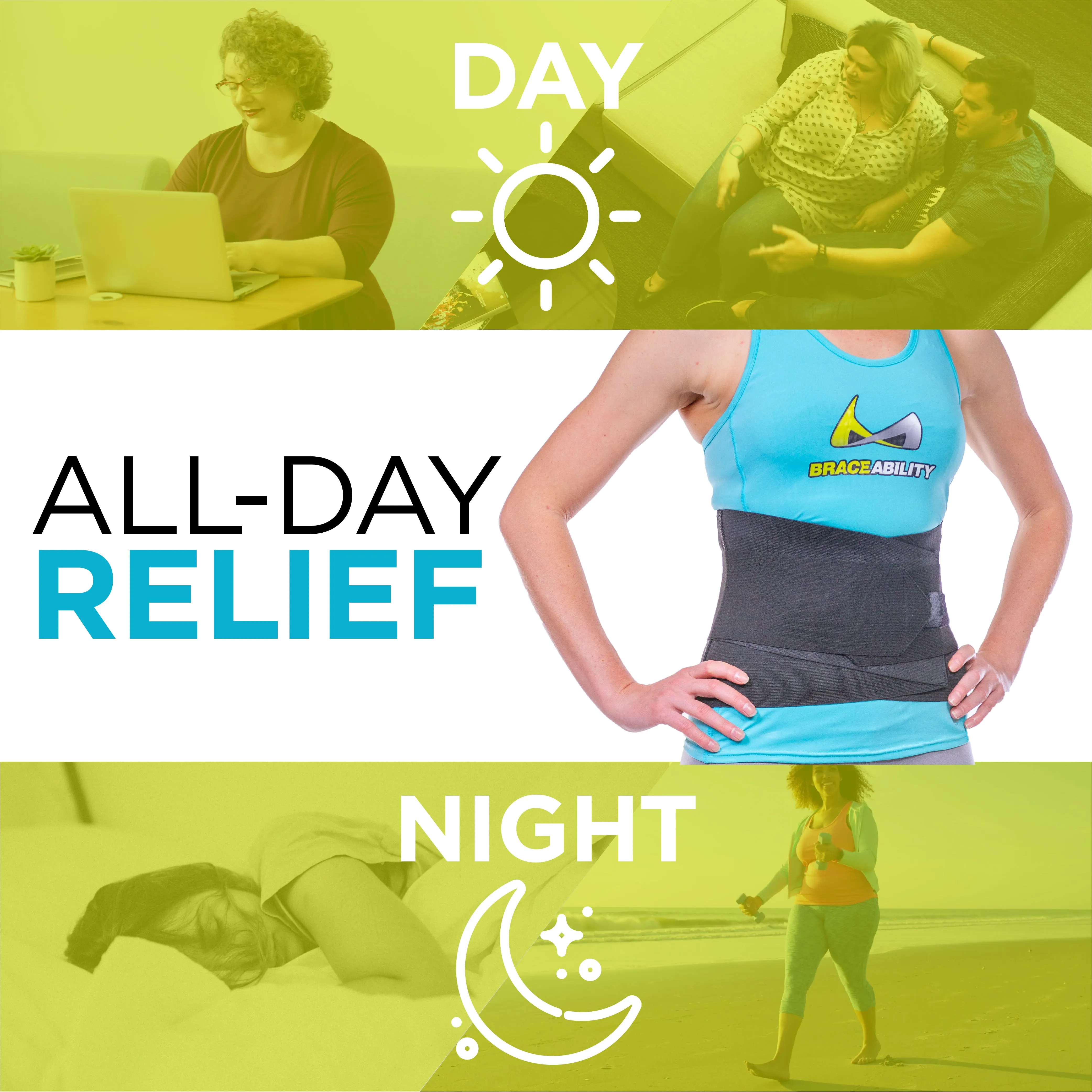 Sleeping Back Brace | Comfortable Nighttime and Sitting Lumbar Elastic Compression Neoprene Support