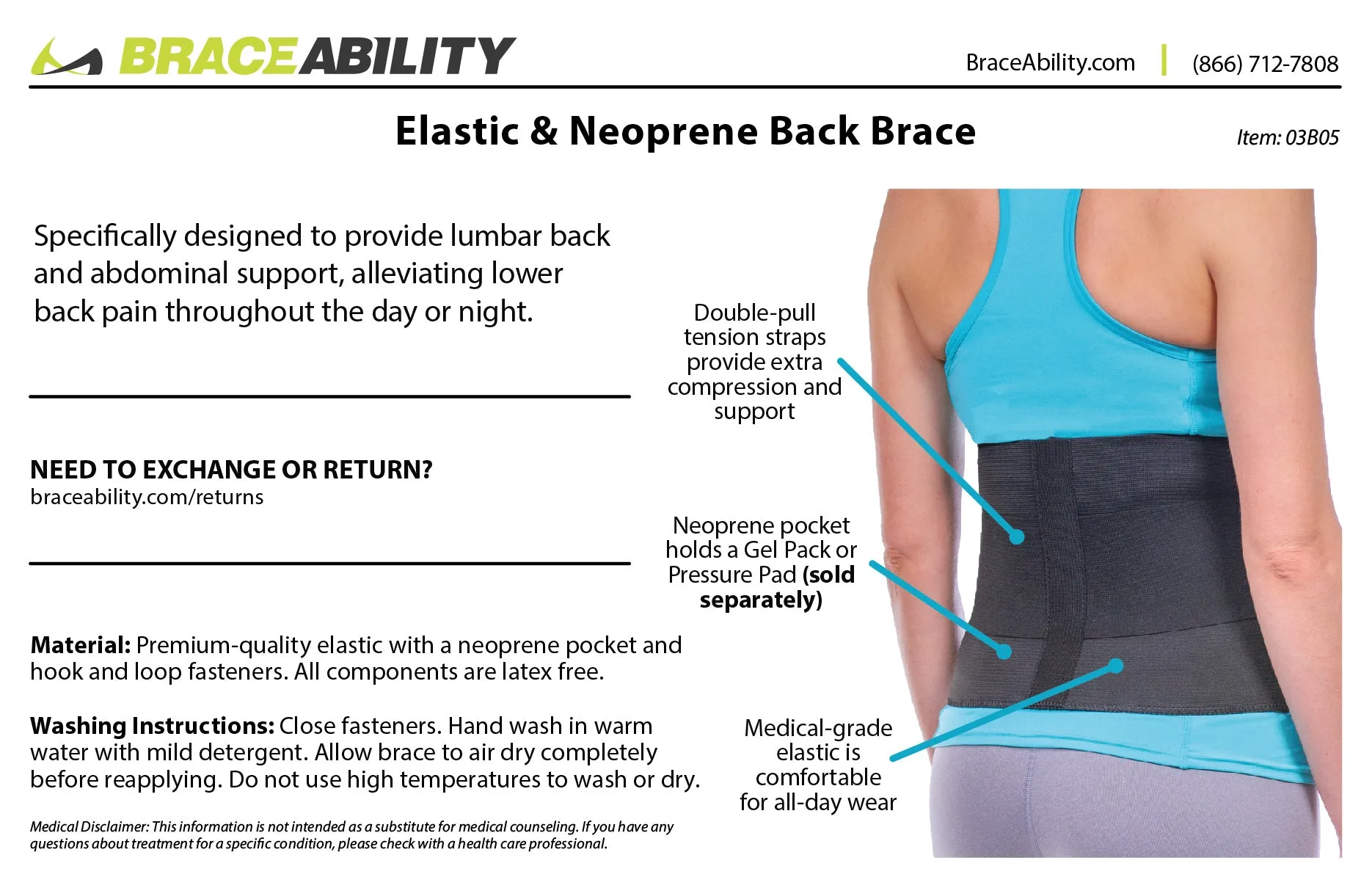 Sleeping Back Brace | Comfortable Nighttime and Sitting Lumbar Elastic Compression Neoprene Support