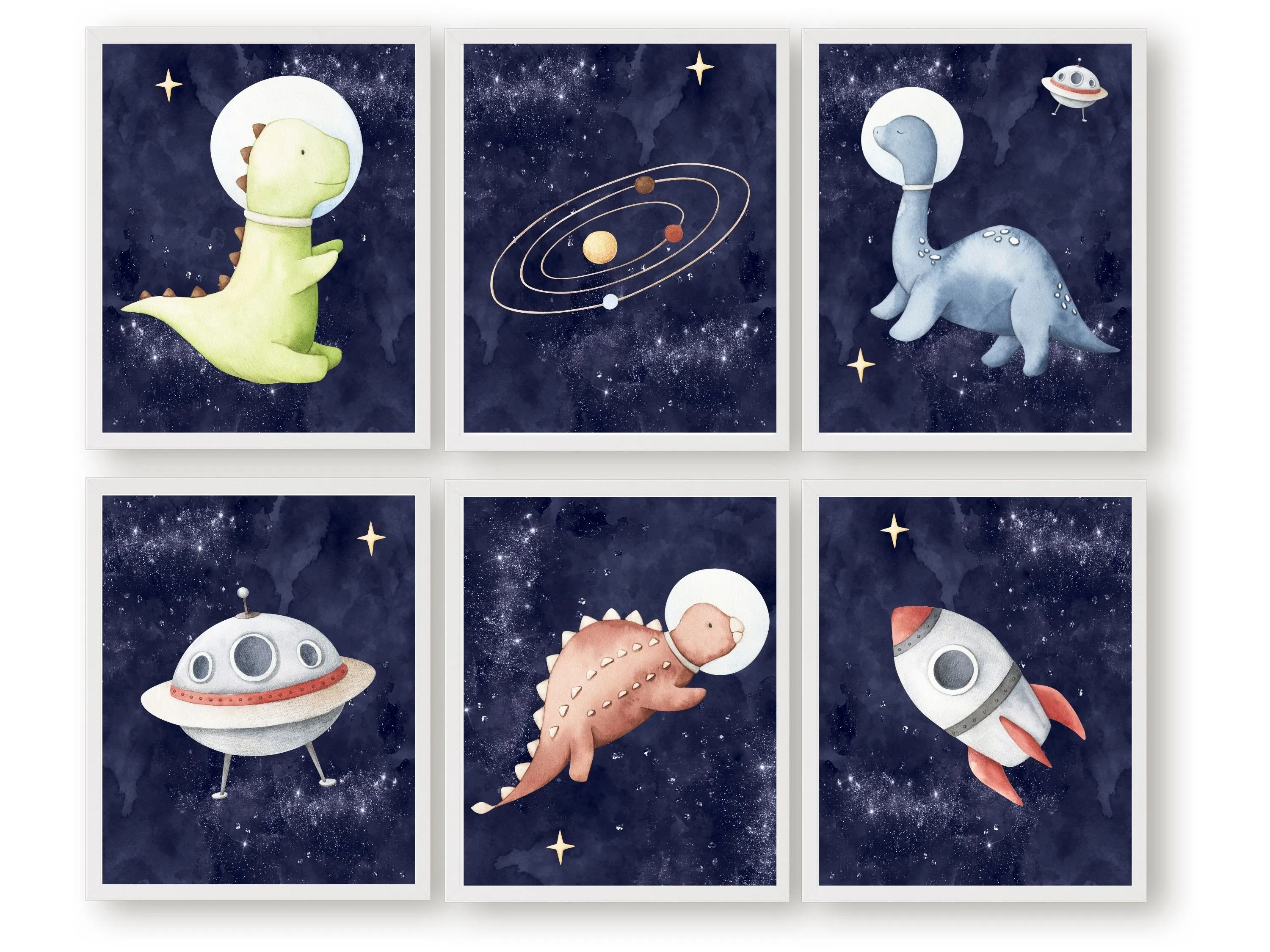 Space Dinos Nursery Print Set of 6