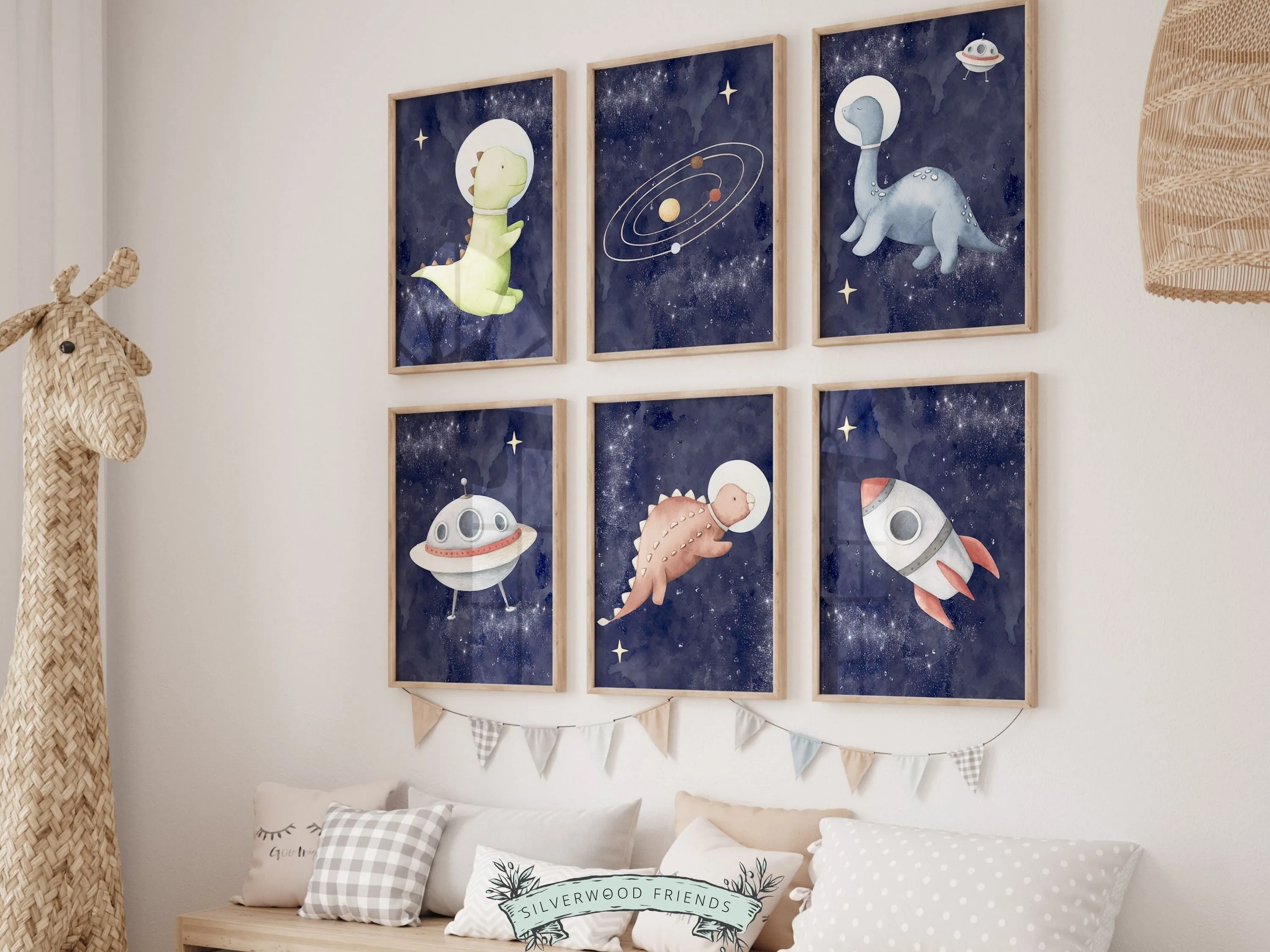 Space Dinos Nursery Print Set of 6