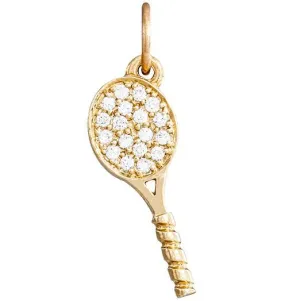 Tennis Racquet Mini Charm Pave Diamonds Tennis Racquet Mini Charm Pave Diamonds