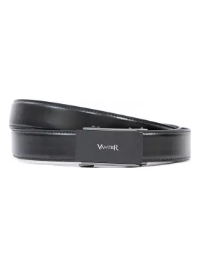 Vantier Luxury No Hole Belt Black Colour Matt Silver Black Buckle A7 Vantier Luxury No Hole Belt Black Colour Matt Silver Black Buckle A7