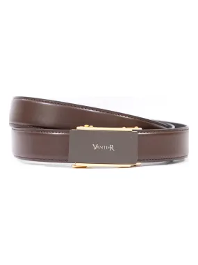 Vantier Luxury No Hole Belt Coffee Colour Black Gold Matt Buckle A7 Vantier Luxury No Hole Belt Coffee Colour Black Gold Matt Buckle A7