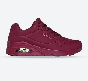 Women's Wide Fit Skechers 73690 Uno Stand On Air Sports Sneakers - Plum Women's Wide Fit Skechers 73690 Uno Stand On Air Sports Sneakers - Plum
